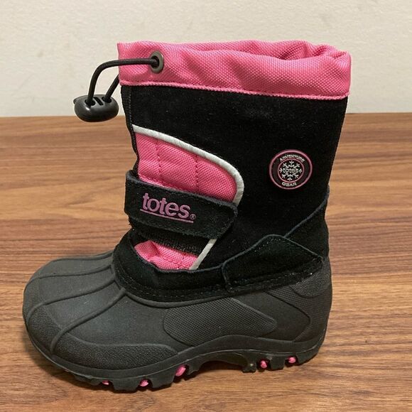 Totes NWOT Girls Juliet Water Resistant Insulated Snow Boot. Black/Pink. Size 6. - Picture 1 of 6